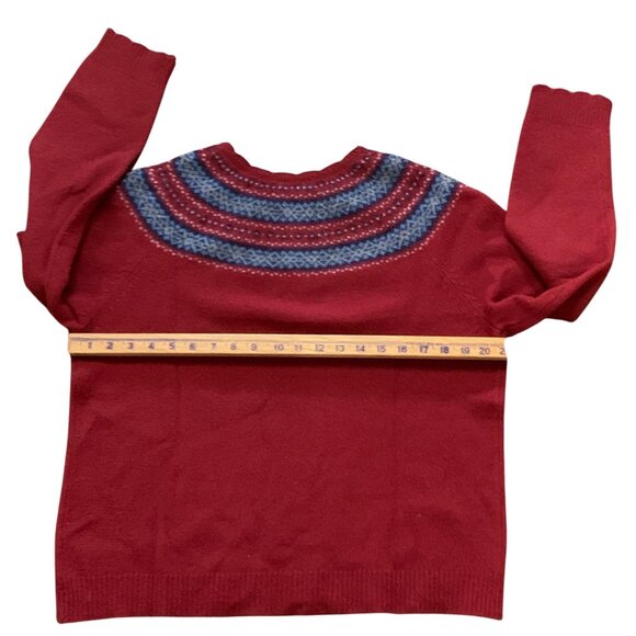 VTG Eddie Bauer LG 100% Lambswool Sweater Fair Isle Nordic Preppy Red Ski Winter - Picture 5 of 7
